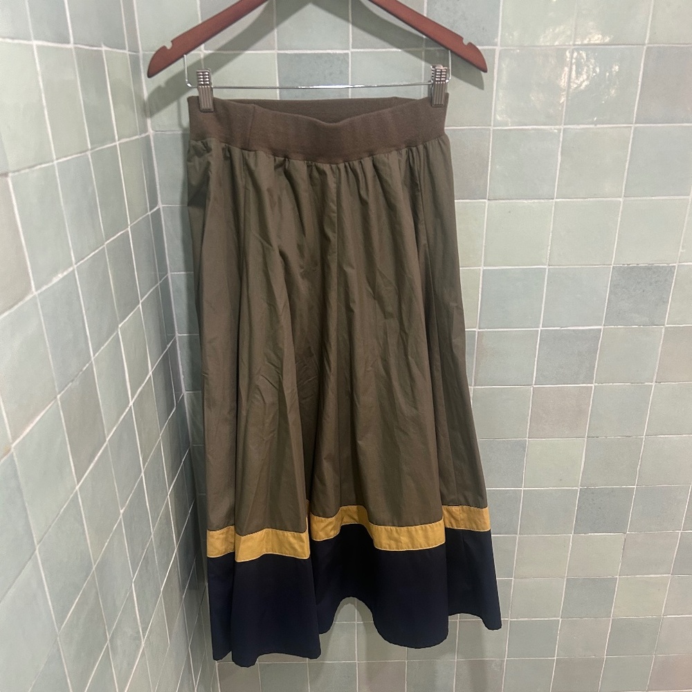 Japanese brand  Respighi / Midi-skirt / Green + Navy + Yellow / Great conditions